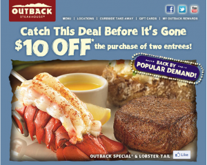 Outback Steak House $10 off Coupon - Hip Mama's Place