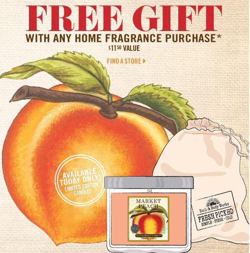 Bath & Body Works Spring Market Event: FREE Peach Candle and Gift Bag with Purchase (Tomorrow Only)