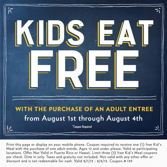 Romano's Macaroni Grill: Kids Eat FREE Now Through August 4th + $5 Off ...