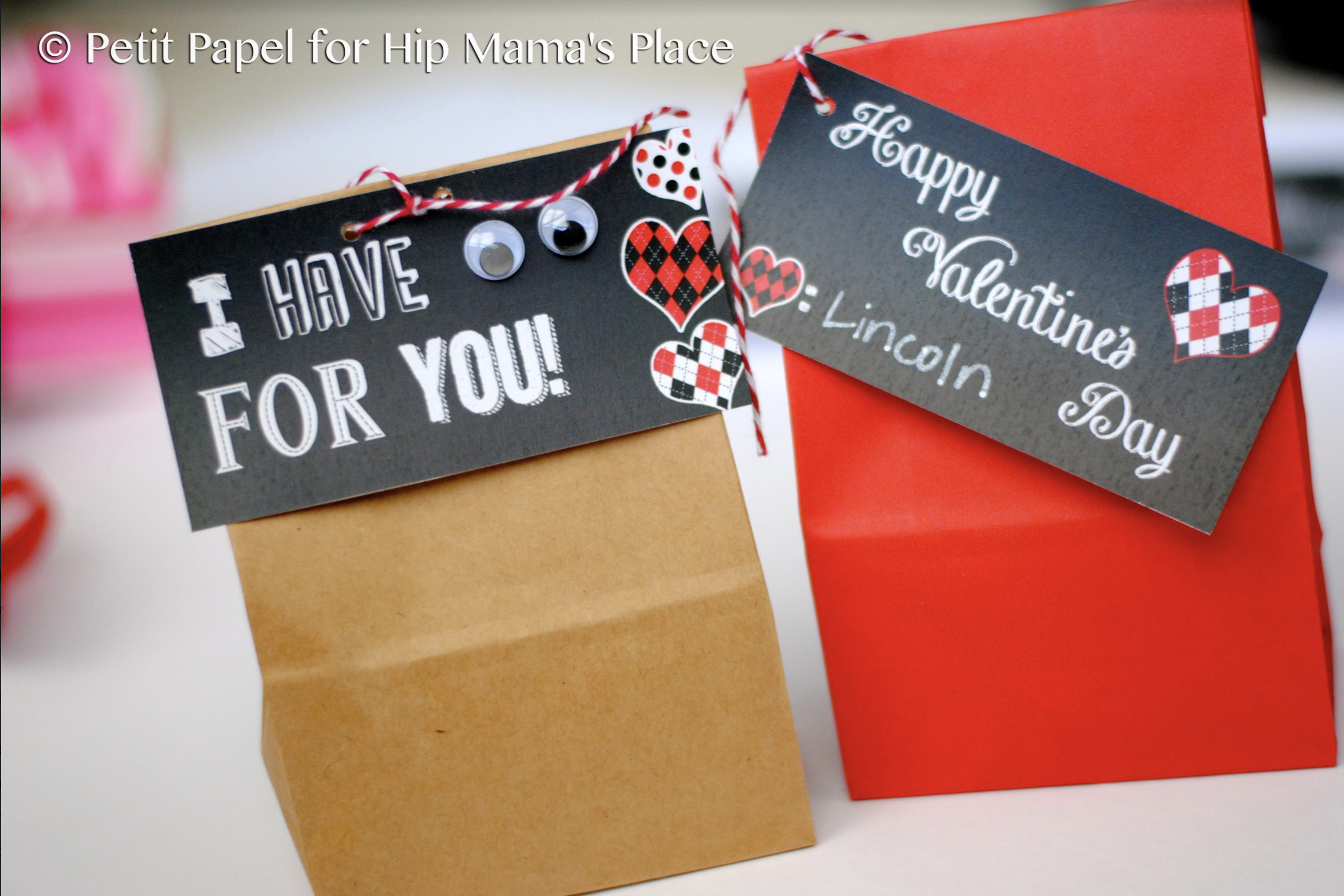 Valentine's Day gift bag toppers