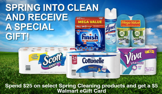 Walmart: Free $5 Walmart eGift Card with Select $25 Spring Cleaning Products Purchase