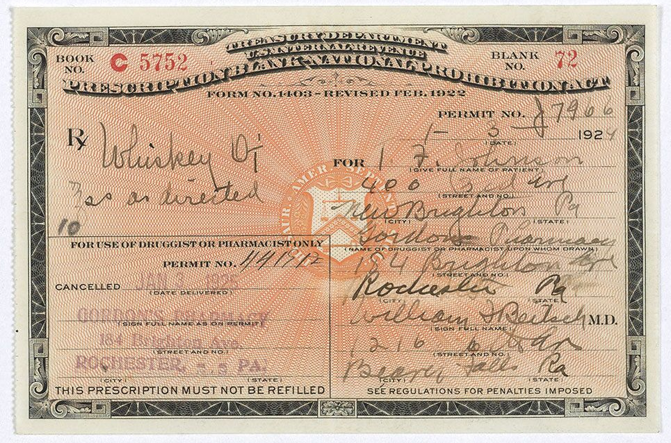 Prohibition Era Prescription for Whiskey