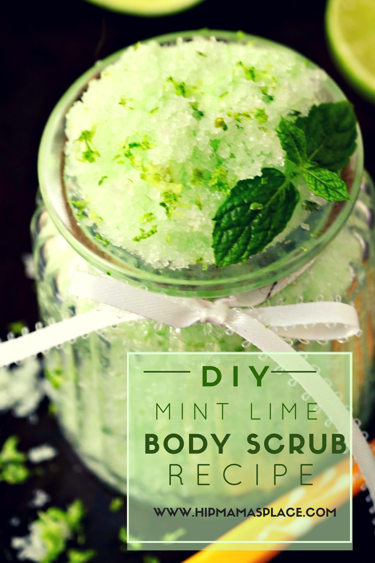 Got dry, dull skin due to the harsh, cold winter season? Get your skin glowing again with this super easy DIY Mint Lime Body Scrub! #beauty #beautyrecipes #DIYbeauty #hipmamasplace #hipmamasplacebeauty