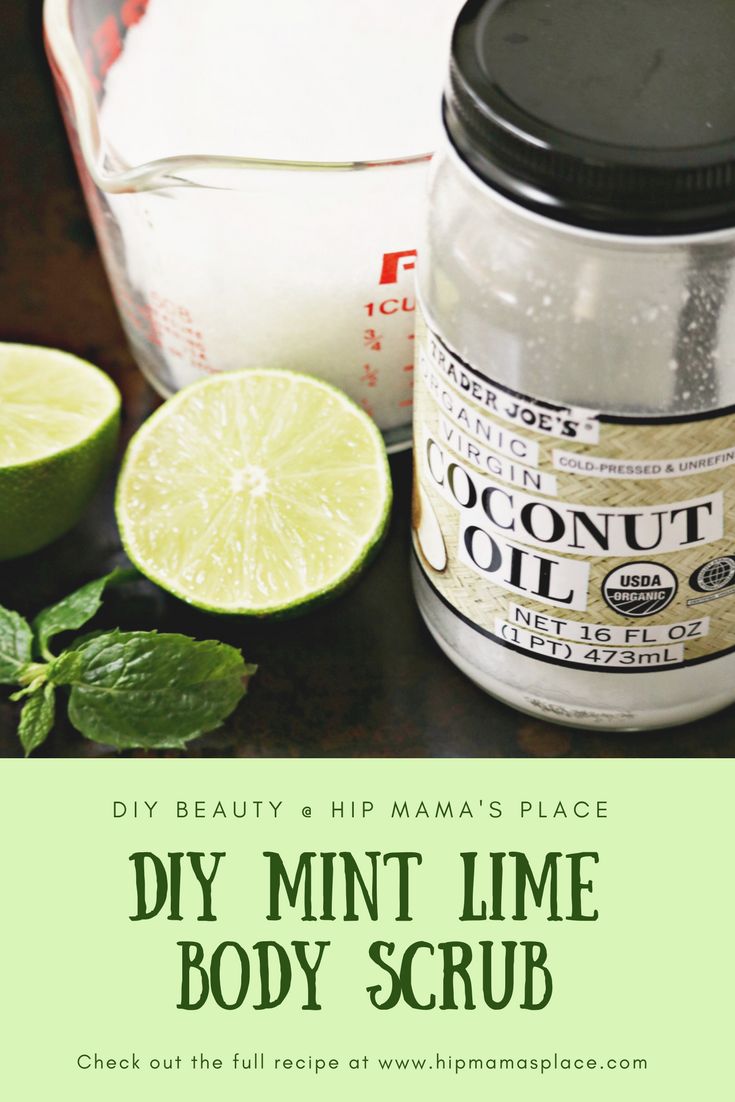 Got dry, dull skin due to the harsh, cold winter season? Get your skin glowing again with this super easy DIY Mint Lime Body Scrub! #beauty #beautyrecipes #DIYbeauty #hipmamasplace #hipmamasplacebeauty