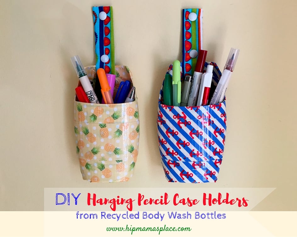 DIY Pencil Case Holders from Plastic Body Wash Bottles