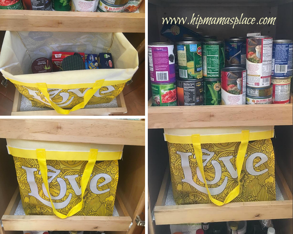 organizer tote in pantry