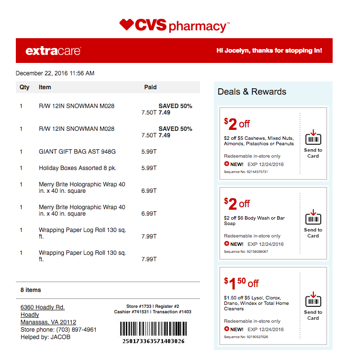 I signed up for CVS Digital Receipts and I love it!