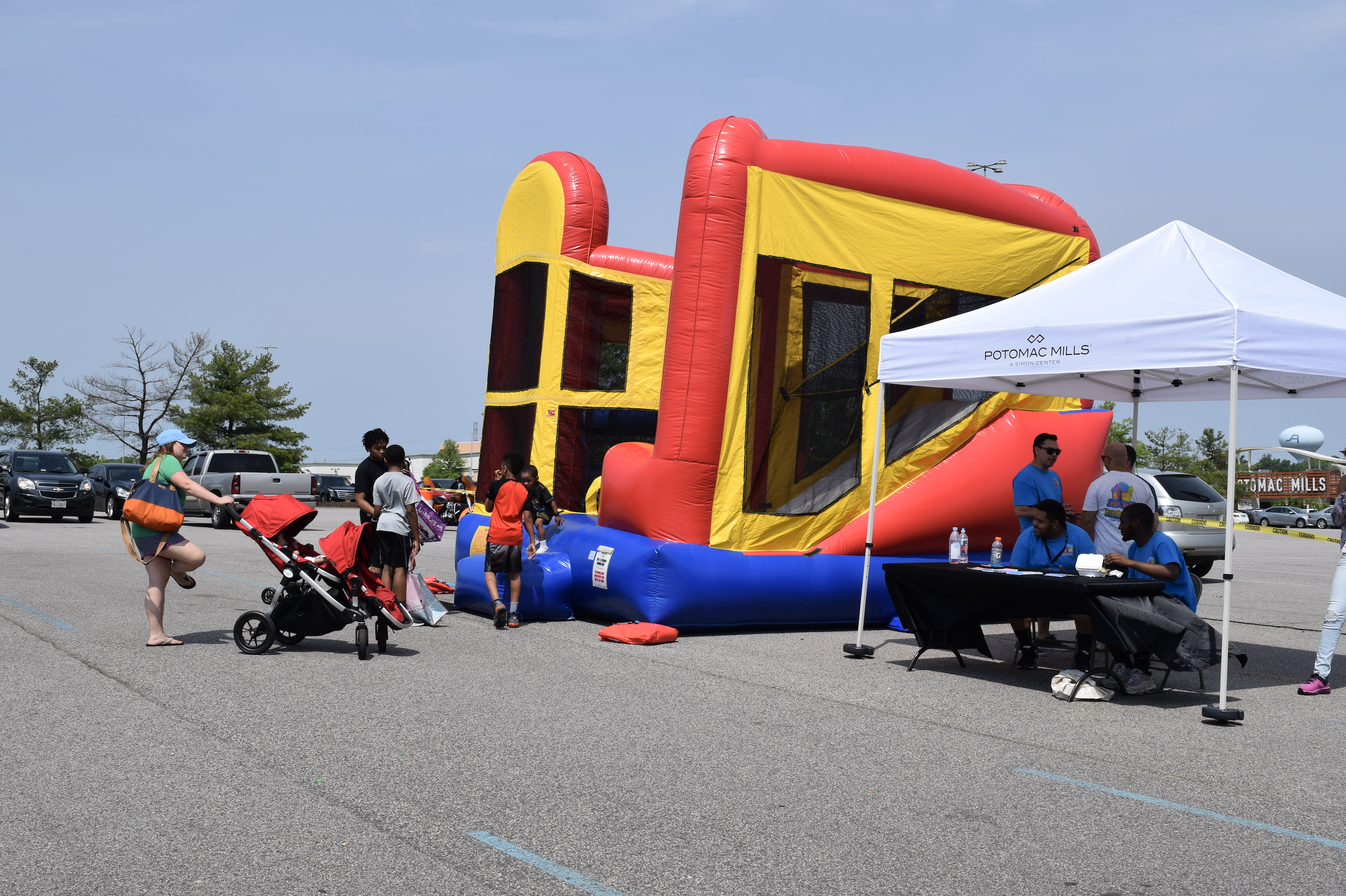 Kids can enjoy free moon bounces at "The Market at Potomac Mills" farmers market in Woodbridge, Virginia (April 29, 2017)