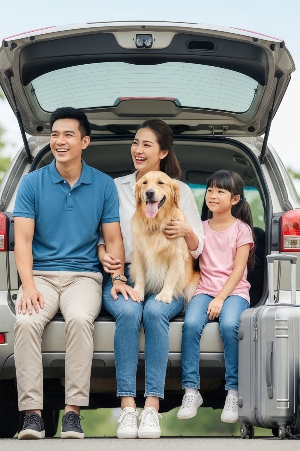 family enjoying summer road trip adventure