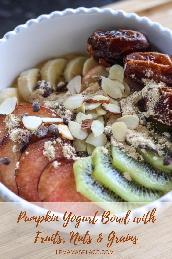 Pumpkin Yogurt Bowl with Fruits, Nuts and Grains