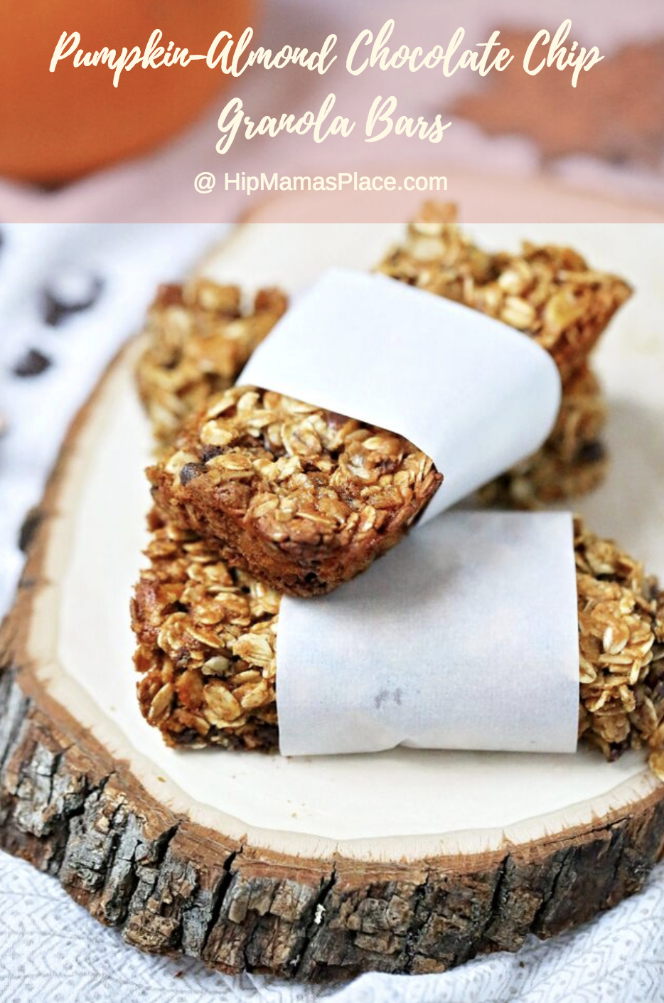 Fall is here! Make these easy and delicious Pumpkin-Almond Chocolate Chip Granola Bars! 