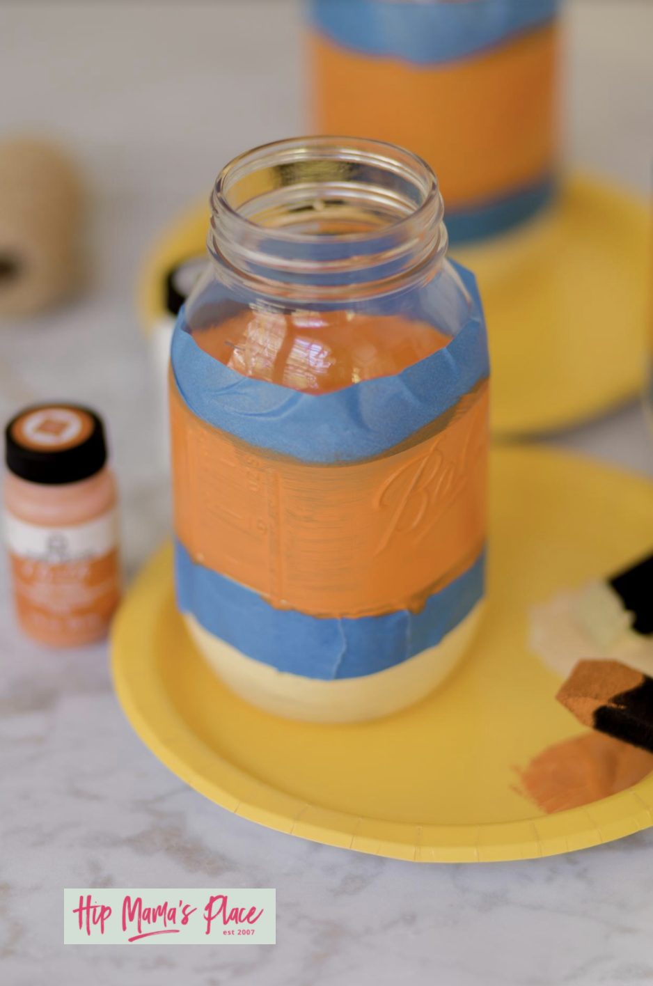 DIY candy corn mason jars