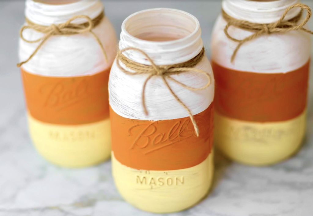 DIY Painted Candy Corn Mason Jars