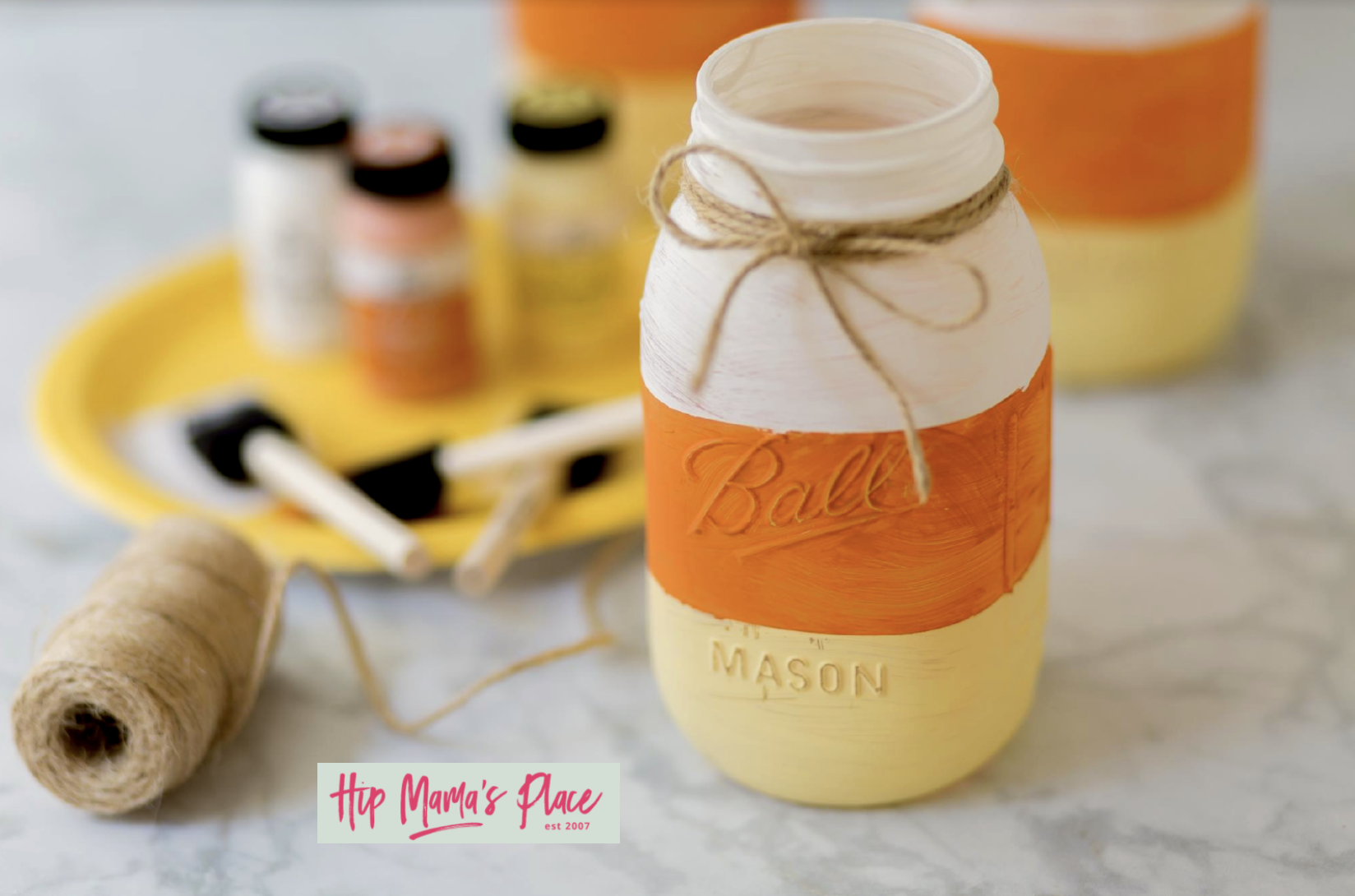 diy candy corn mason jars