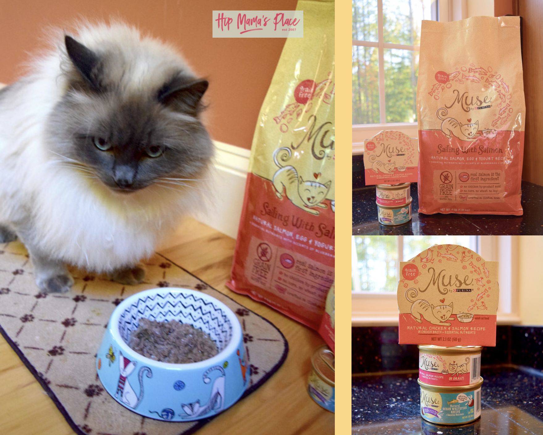 Our pet cat, Oscar, loves the new Purina Muse line of wet and dry grain-free food from Petco! 