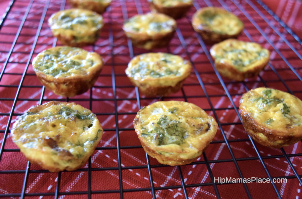 Mini Crustless Baby Kale, Sausage and Cheddar Quiches