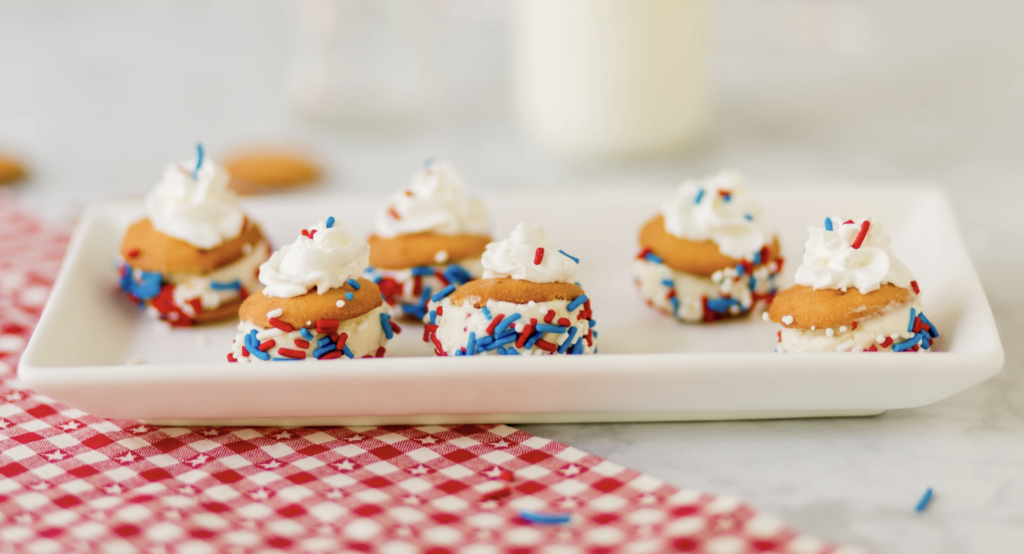 Red, White and Blue Mini Ice Cream Sandwiches with NILLA Wafers