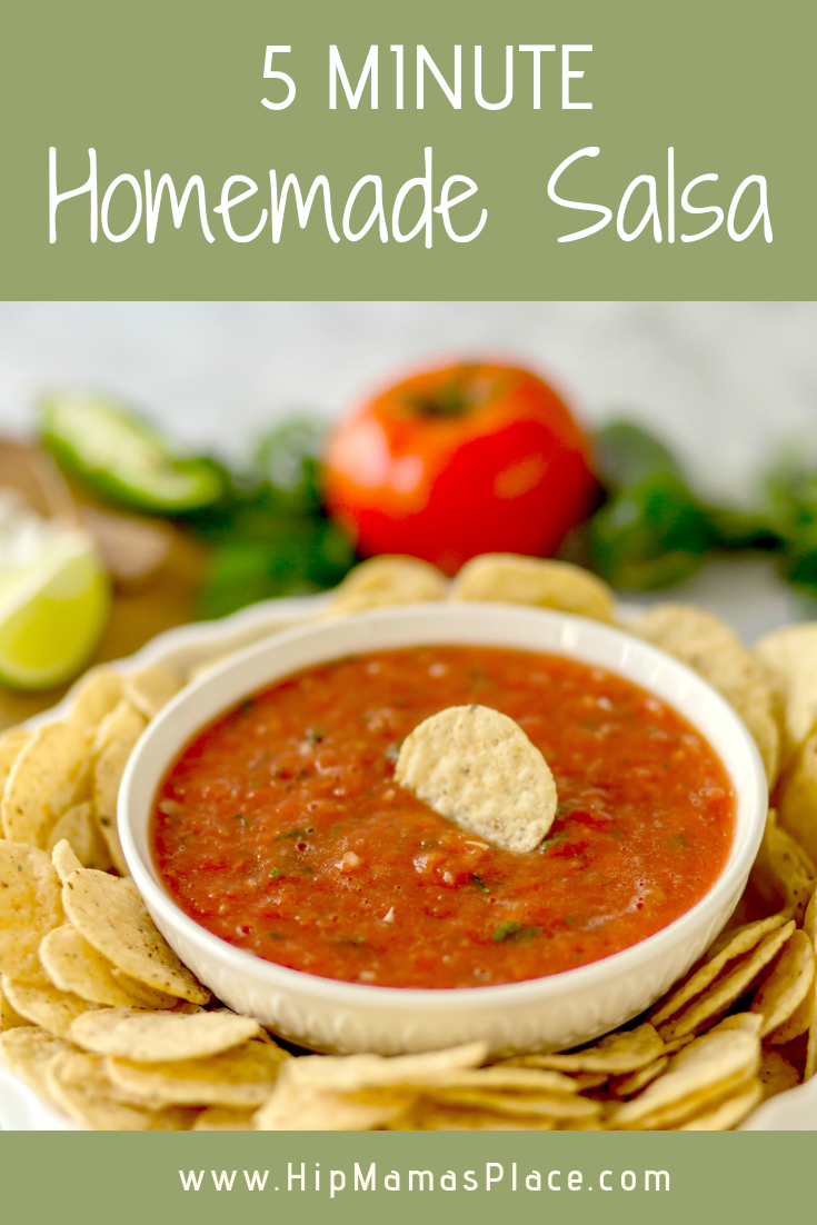 You'll love this delicious, quick and easy 5 Minute Homemade Salsa recipe! Plus, Football season is here and I've got 5 top tips for throwing a fun and budget-friendly football party! Full story @ www.hipmamasplace.com! #AD #SoFabFood #HomeGatingHacks #CollectiveBias
