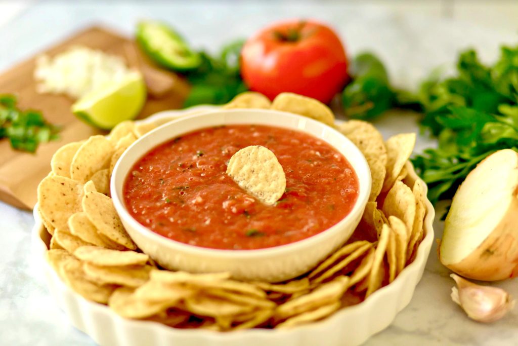 5 Minute Homemade Salsa + Tips on Throwing a Football Party