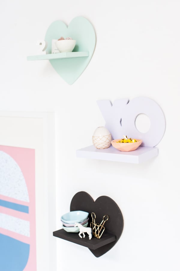 DIY pastel colored mini shelves 