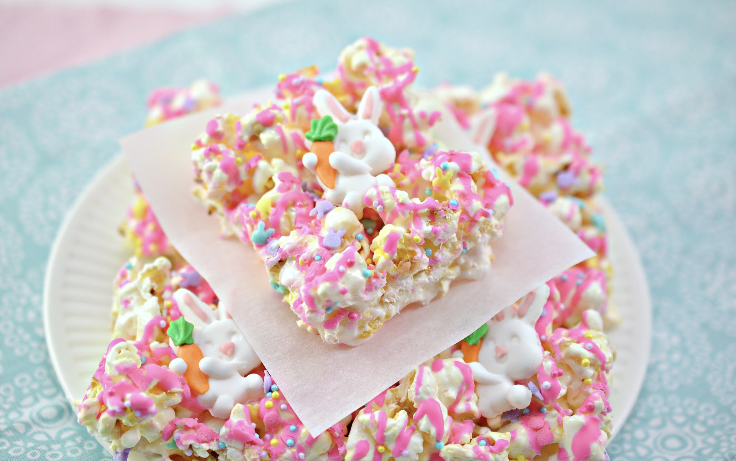how to make Easter Bunny Marshmallow Popcorn Bars
