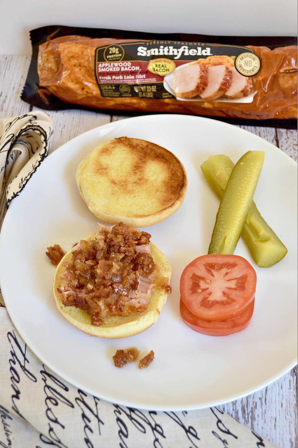 Open-Faced Pork Loin Sammies with Applewood Smoked Bacon Onion Jam