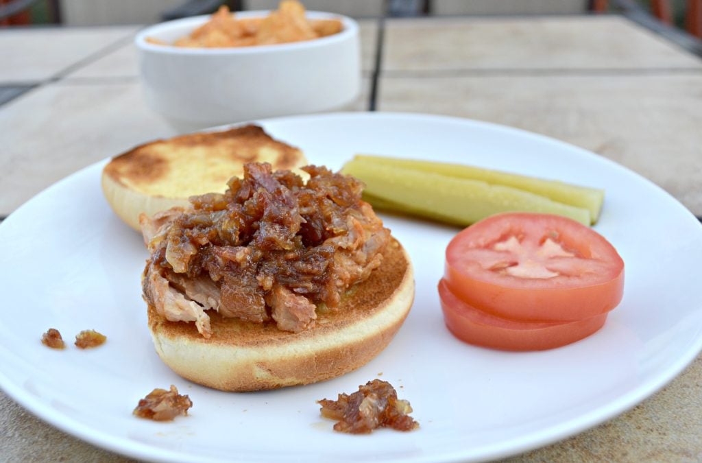 Open-Faced Pork Loin Sammies with Applewood Smoked Bacon Onion Jam