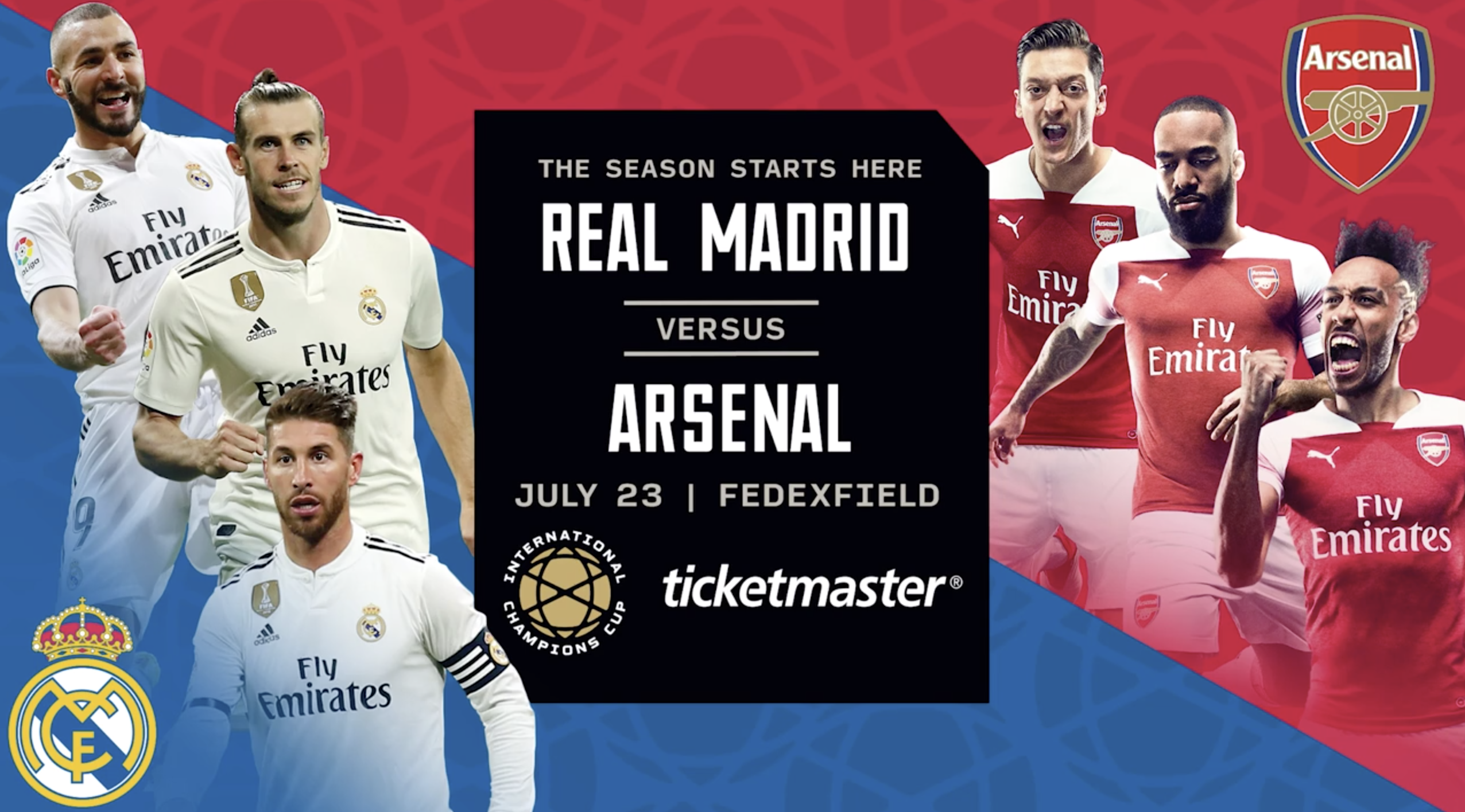 Real Madrid versus Arsenal playing at the FEDEX Field in Washington, DC on July 23, 2019 during the International Champions Cup 2019