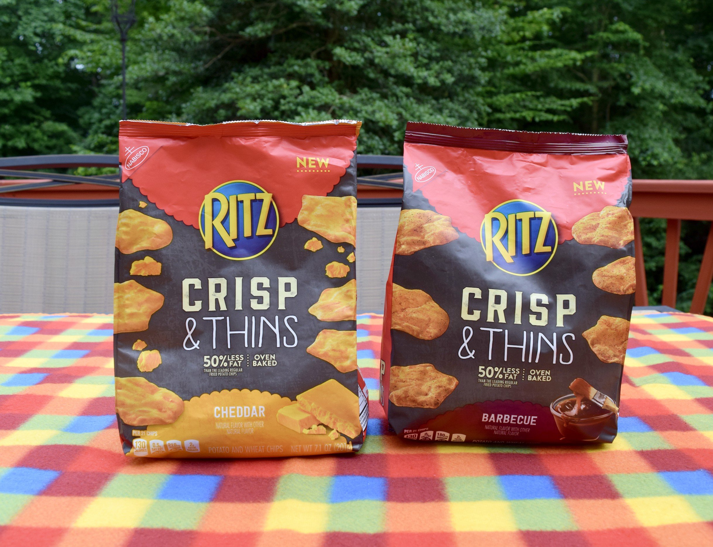 RITZ Crisp & Thins Cheddar and Barbecue cracker chips are a great, convenient snacks for family road trips, picnics or to serve at any gatherings! 