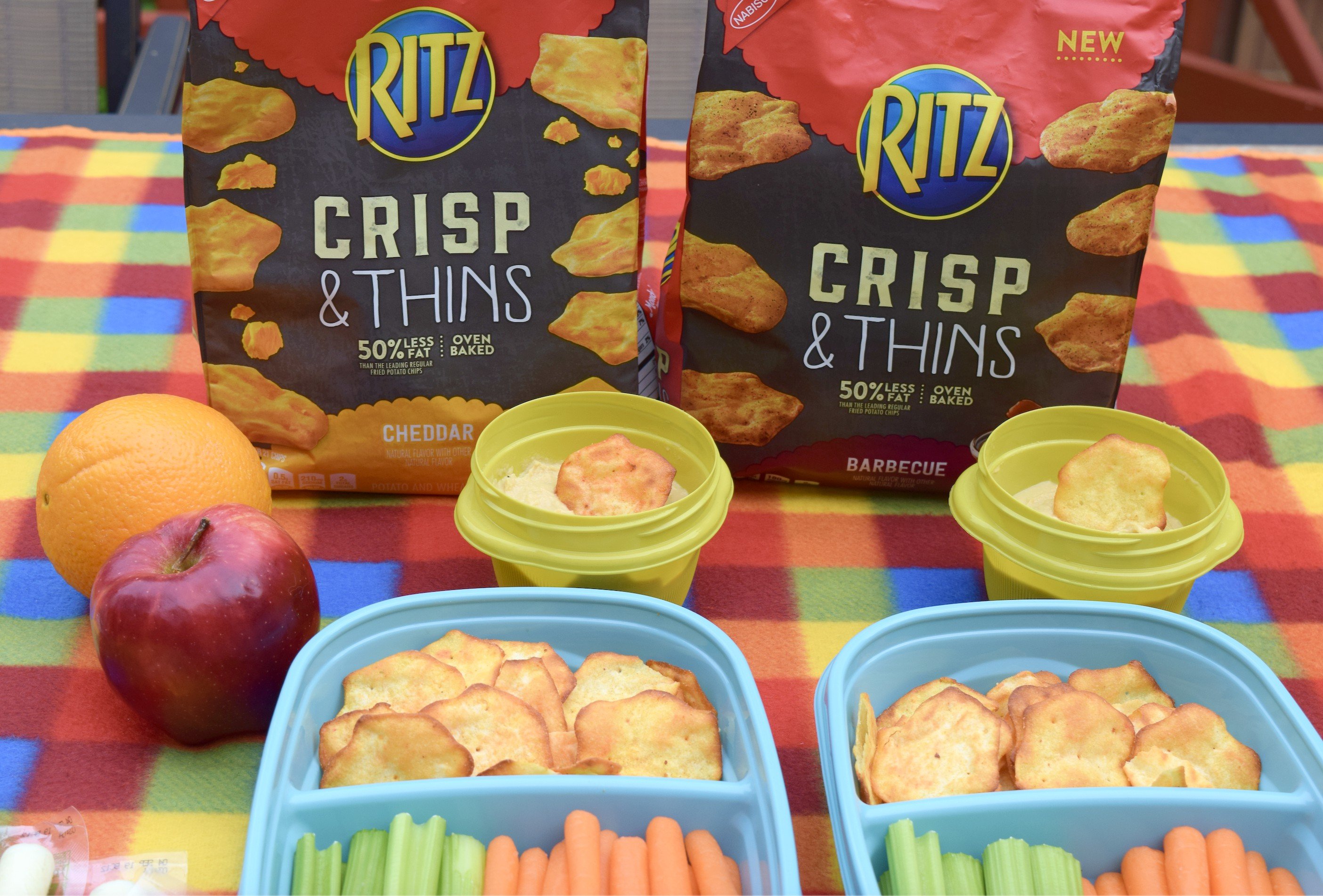 RITZ Crisp & Thins Cheddar and Barbecue cracker chips are a great, convenient snacks for family road trips, picnics or to serve at any gatherings! 