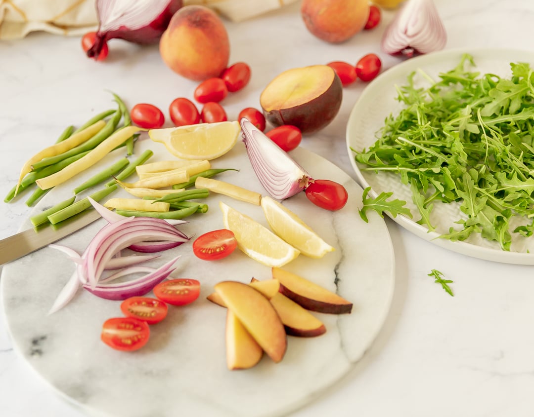 Peach Arugula Salad ingredients available at Wegmans