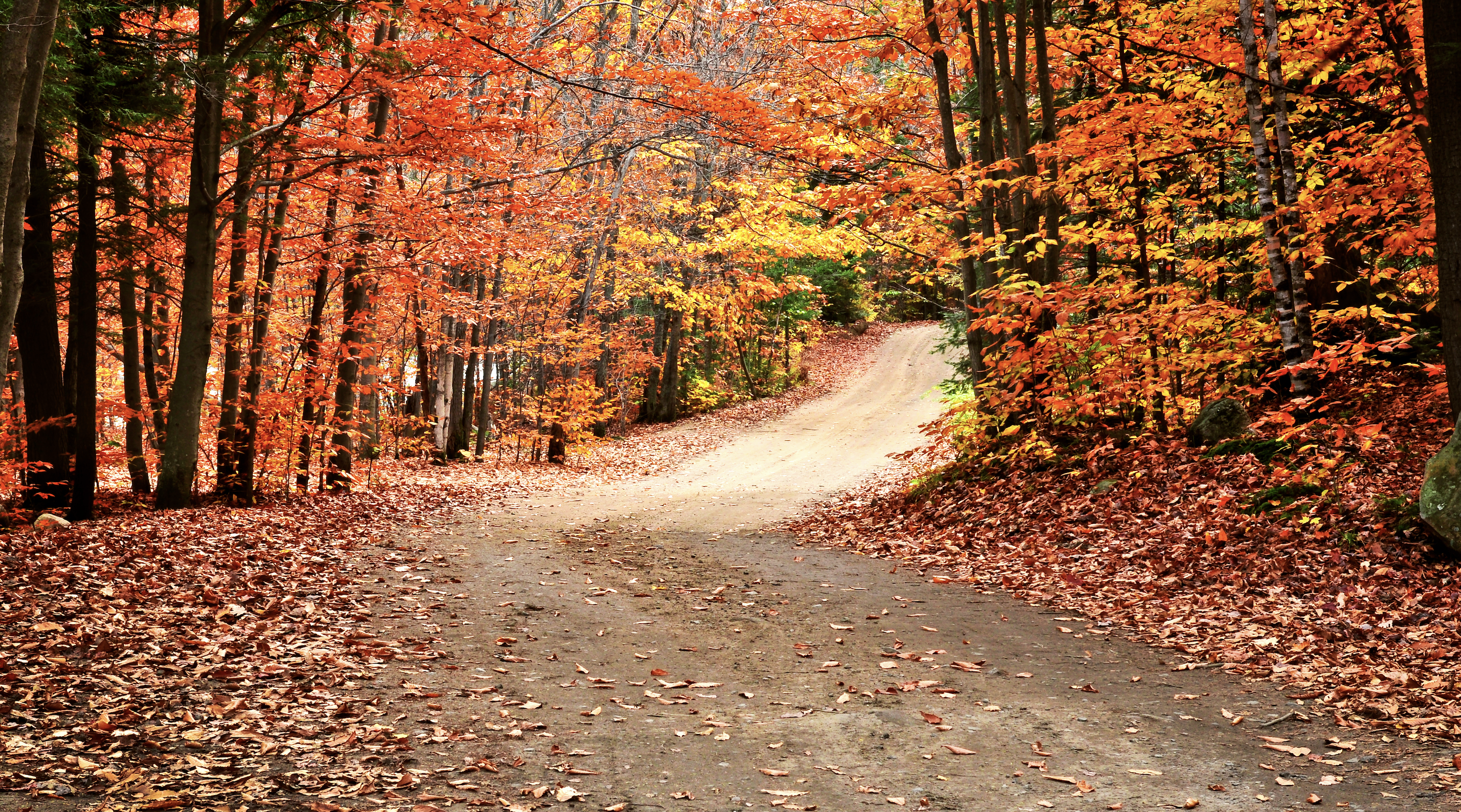 Fall dirt road and S'mores Caramel Popcorn recipe