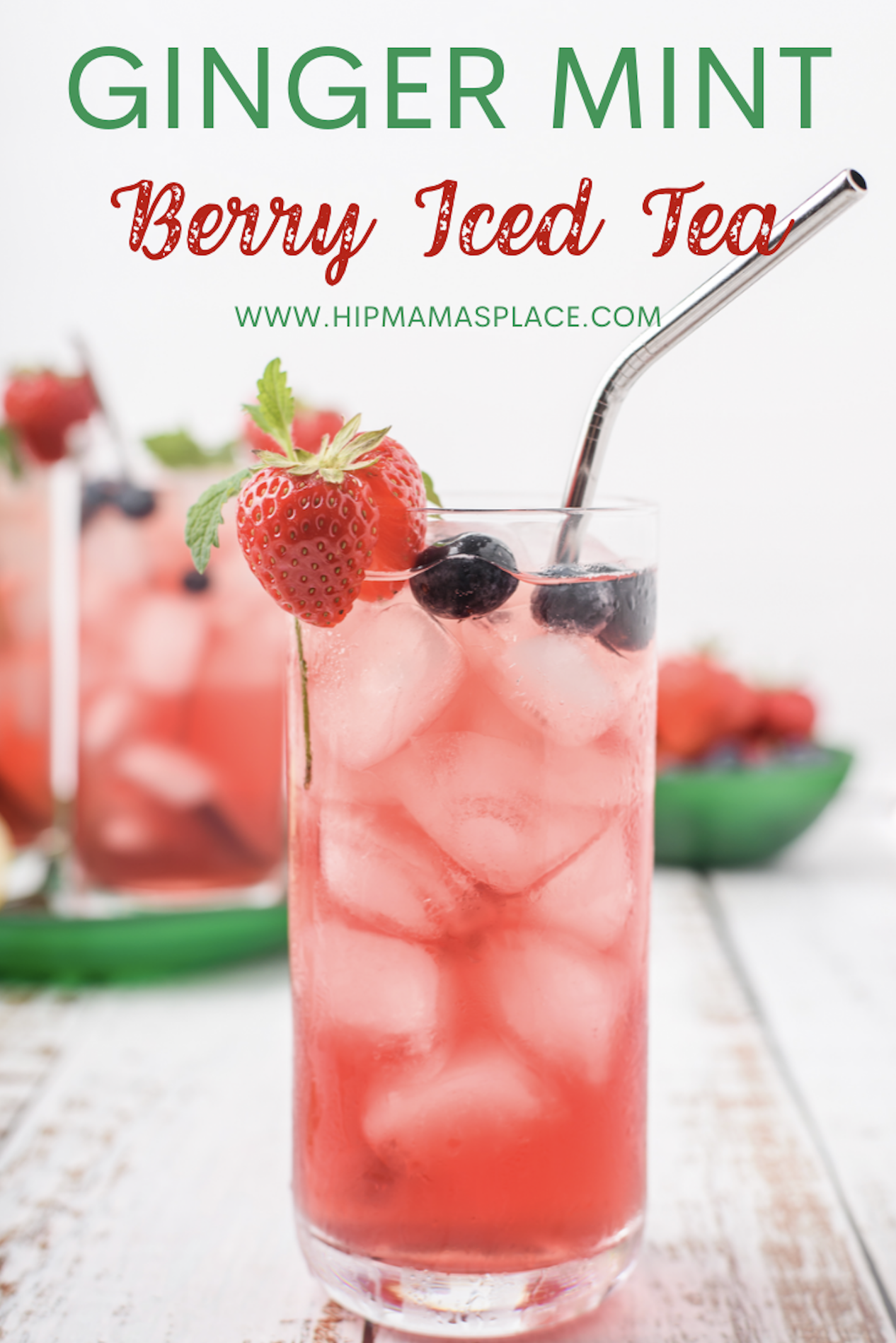 This tasty, refreshing and easy to make ginger mint berry iced tea is perfect for your next family barbecue or any get together this summer! #icedtea #summerdrink #berries #minttea #berrydrink #mintberry #strawberries #foodies #foodblogger #yummy