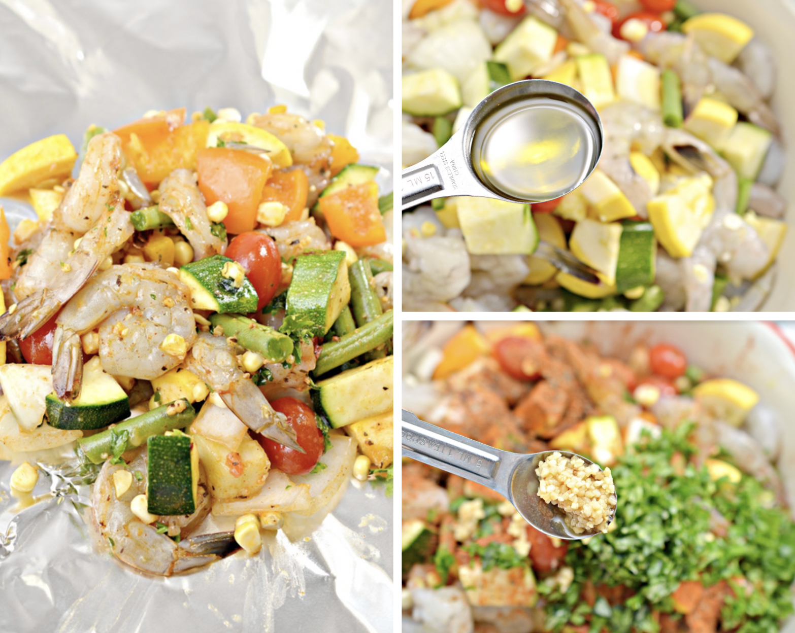 Summer shrimp and veggies foil packs recipe