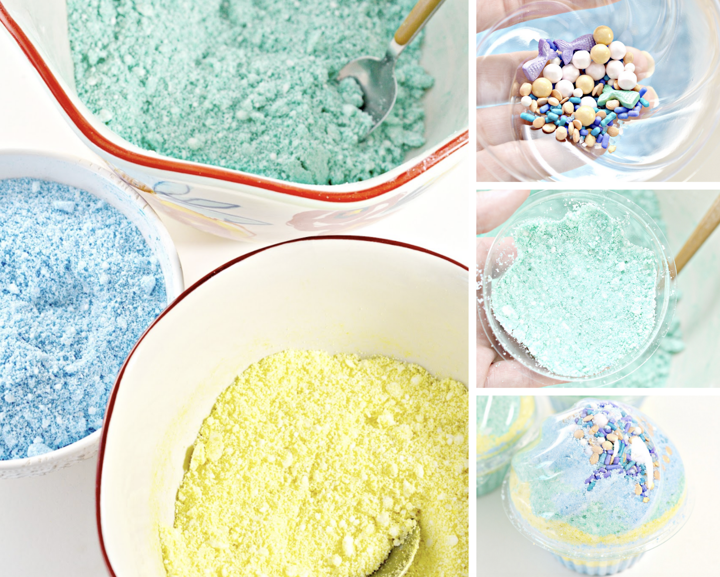 Make your next bath smell wonderful, fizzy and more relaxing with DIY bath bombs! Try my recipe for Mermaid Cupcake Bath Bombs DIY! #bathbombs #DIY #bathcare #selfcare #DIYbathbombs #homemade #homemadebathbombs #beauty #beautyrecipes #skincarerecipes #imadethis #beautybloggers #beautyinfluencer #crafty #craftymoms