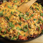 One Skillet Cheesy Rice and Beans recipe