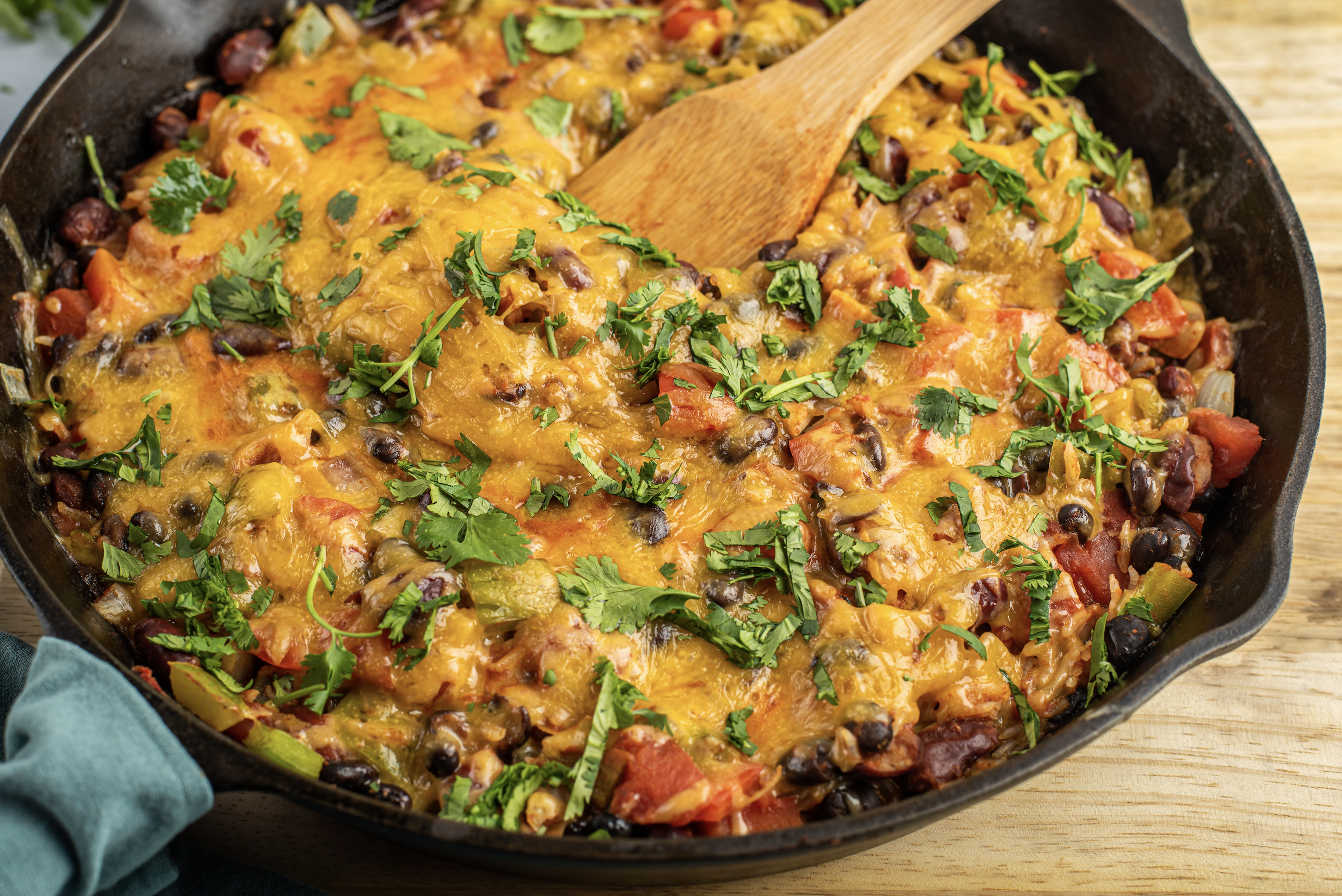 cheesy rice and beans