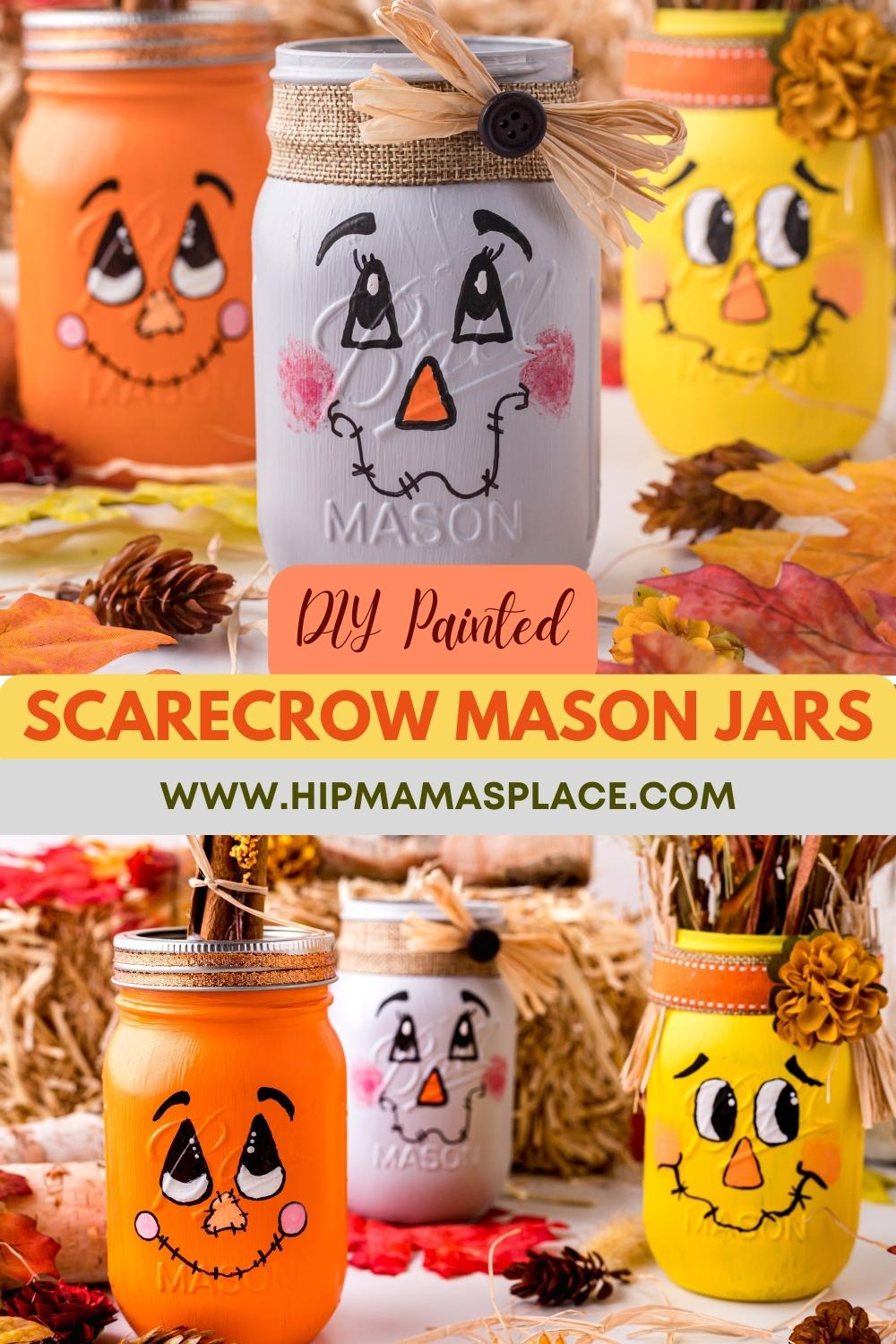 DIY Scarecrow Painted Mason Jars – Fall Mason Jar Crafts