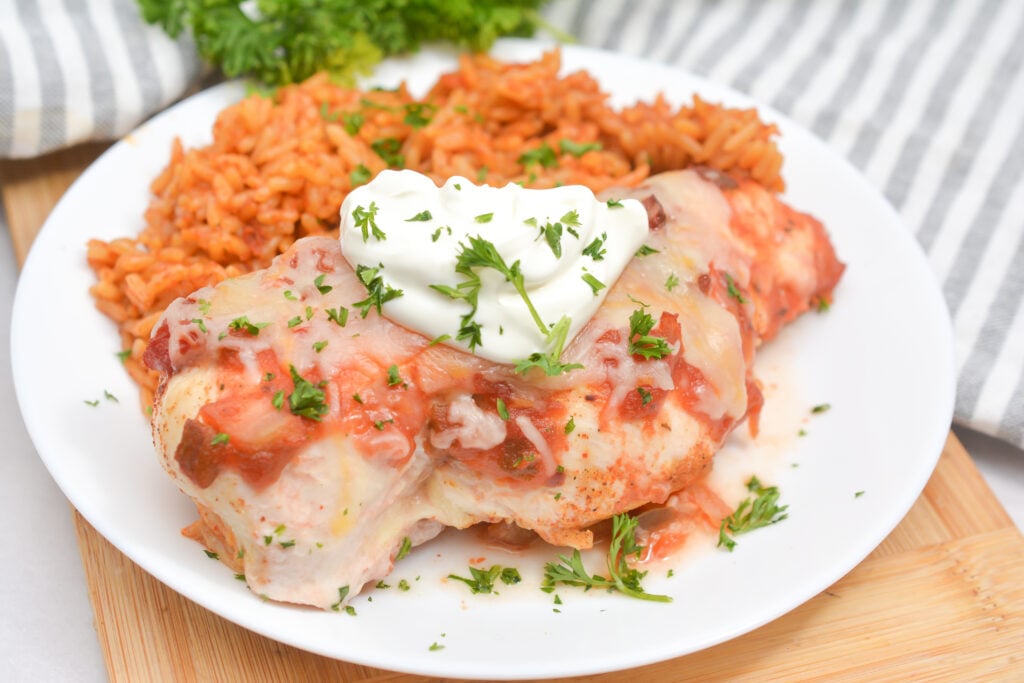 Baked Cheesy Salsa Chicken