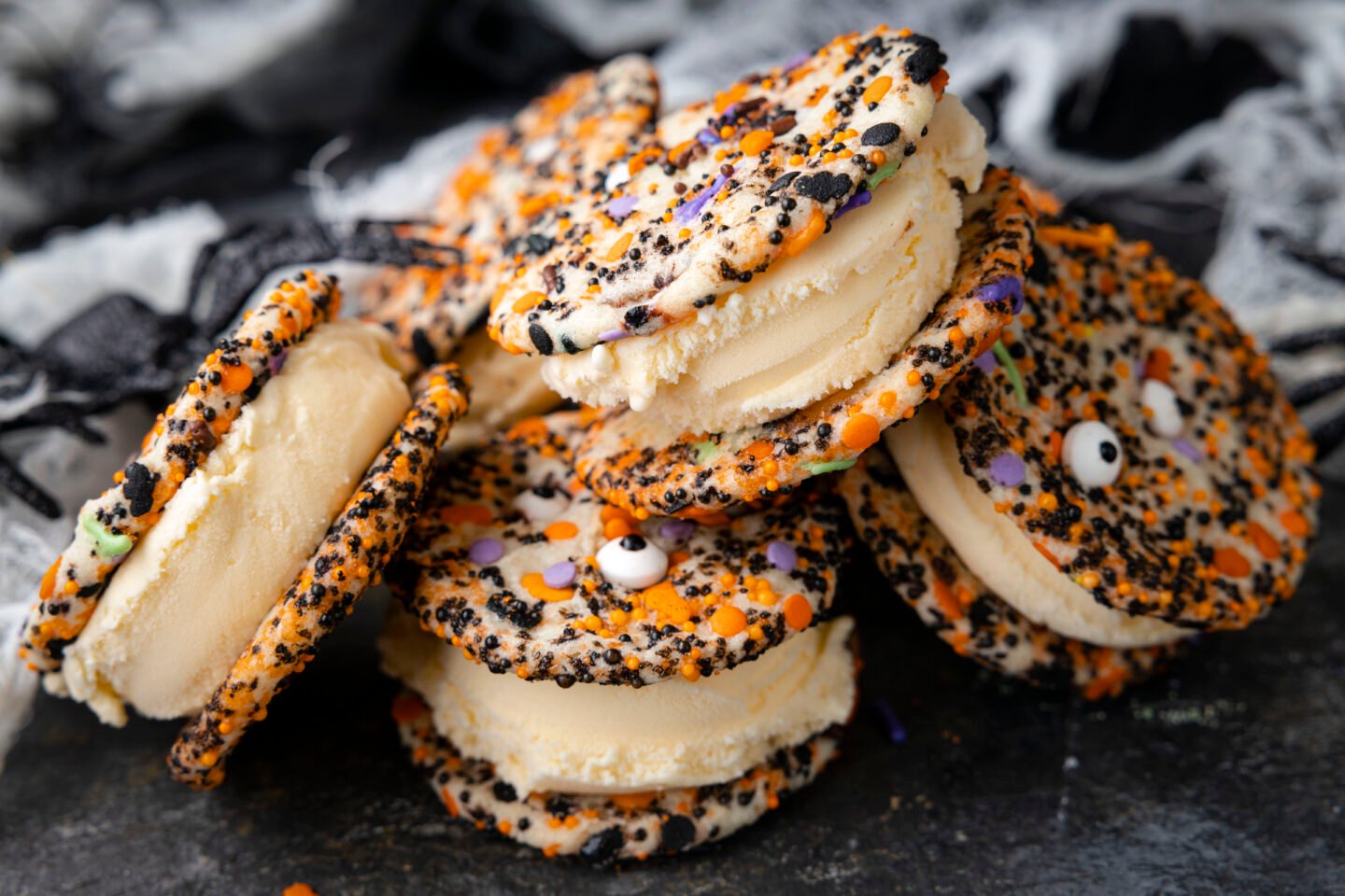 Spooky Halloween Monster Ice Cream Sandwiches