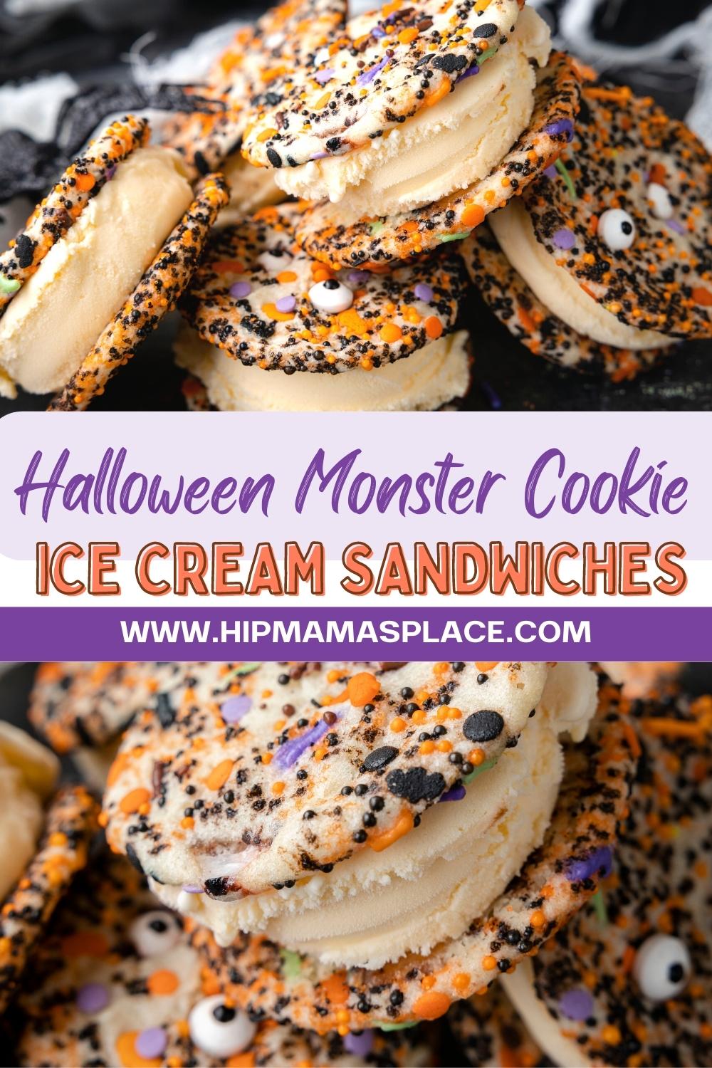 Spooky Halloween Monster Ice Cream Sandwiches