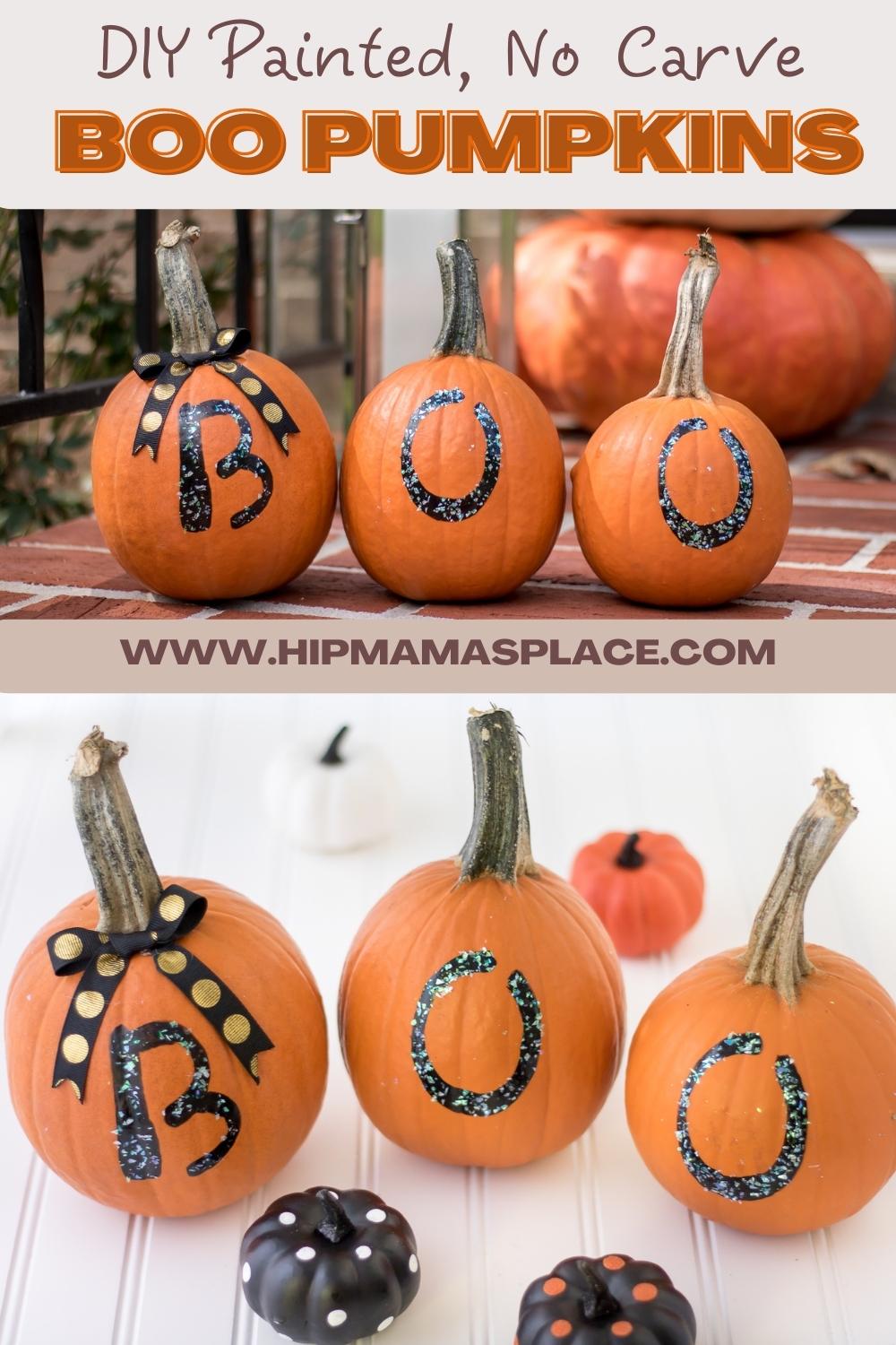 Easy Fall or Halloween Craft: No Carve DIY Boo Pumpkins