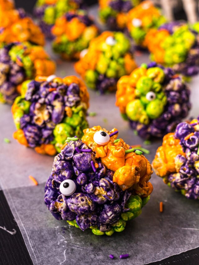 Monster Popcorn Balls for Halloween