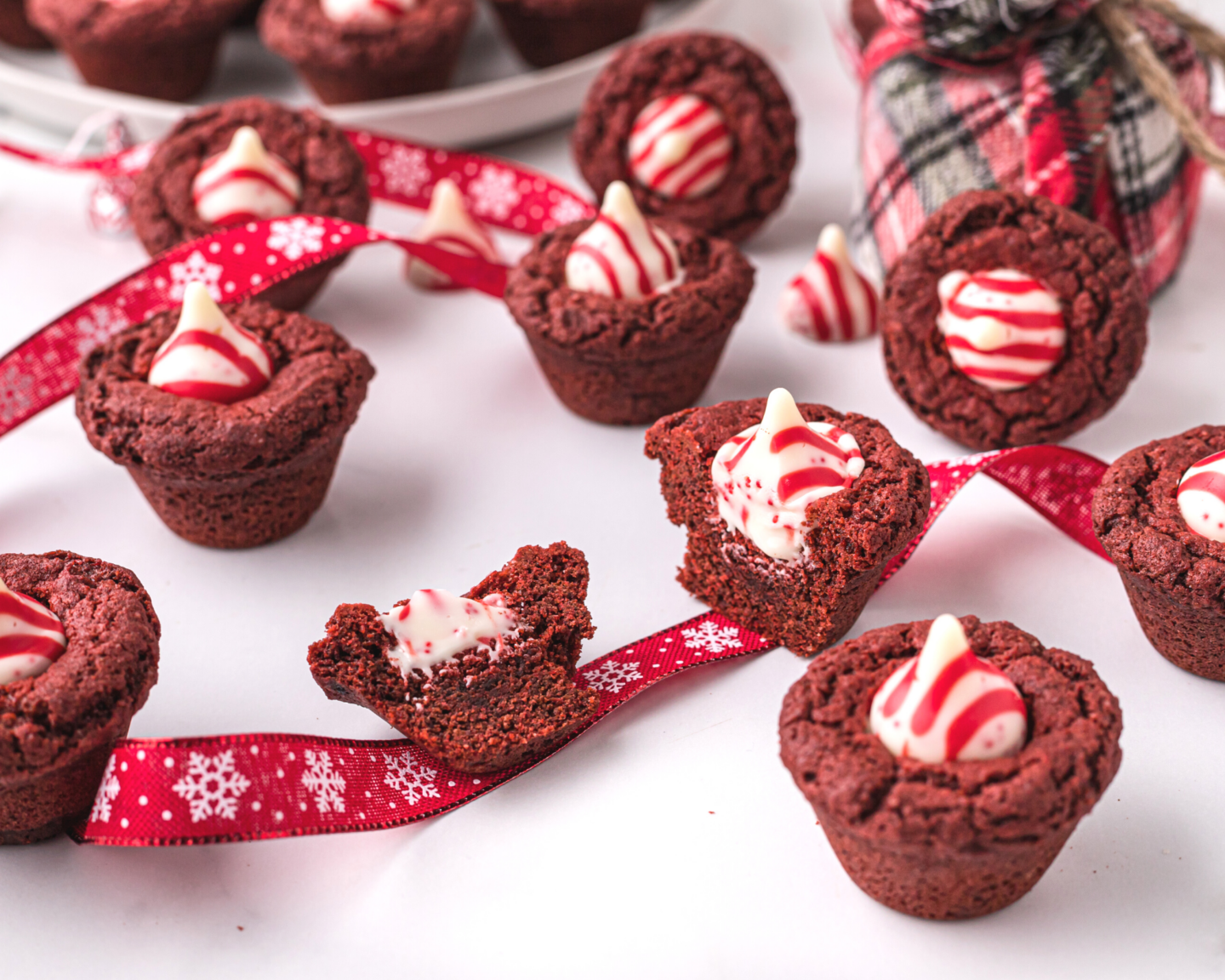 Red velvet cookies with Hershey's kisses on top