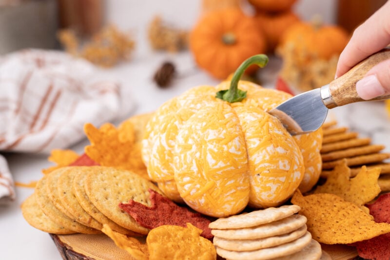 Pumpkin-Shaped Cheese Ball – Easy Appetizer for Fall