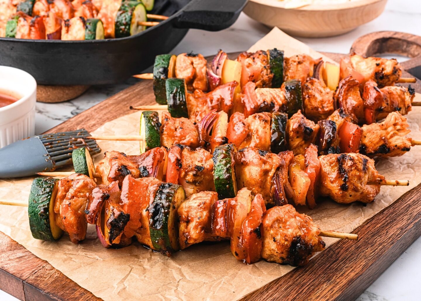 Grilled BBQ Chicken Kabobs with Veggies