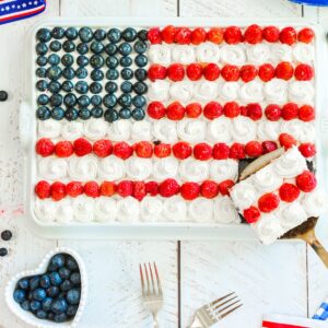 American Flag Brownie Cake - A Patriotic Dessert for July 4th & Memorial Day