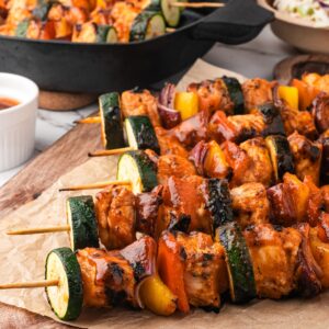 Grilled BBQ Chicken Kabobs with Veggies