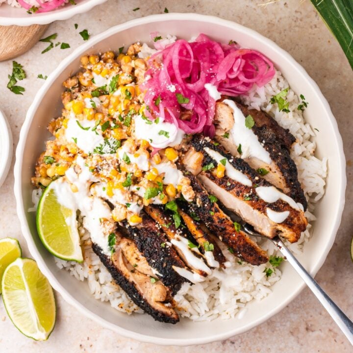 Street Corn Chicken Rice Bowls