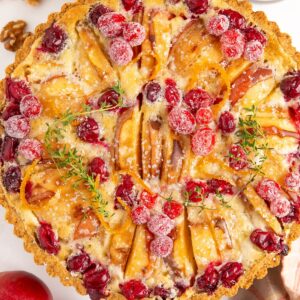 Pear Tart Recipe with Cranberries and Thyme Custard | Cozy Fall Dessert